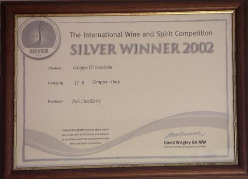Grappa di Sassicaia - International Wines & Spirit Competition - Silver Winner - 2002
